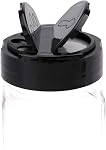 Bekith 16 Emballage de bouteilles d'épices en plastique pour le stockage des épices, herbes et poudres - 9 Oz BPA Conteneurs d'épices en plastique libres avec bouchon de dessus en noir pour verser ou agiter/soudre