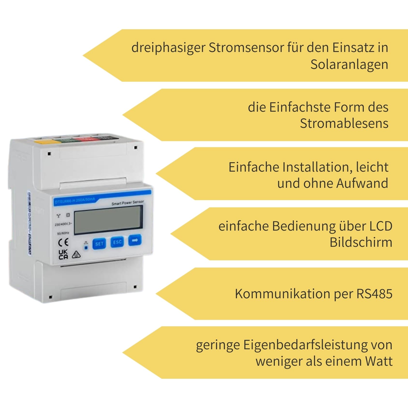 Avoltik Huawei Smart Power Sensor DTSU666-H 250A/50mA Stromzähler Stromsensor Smartmeter Leistungssensor für PV Anlage