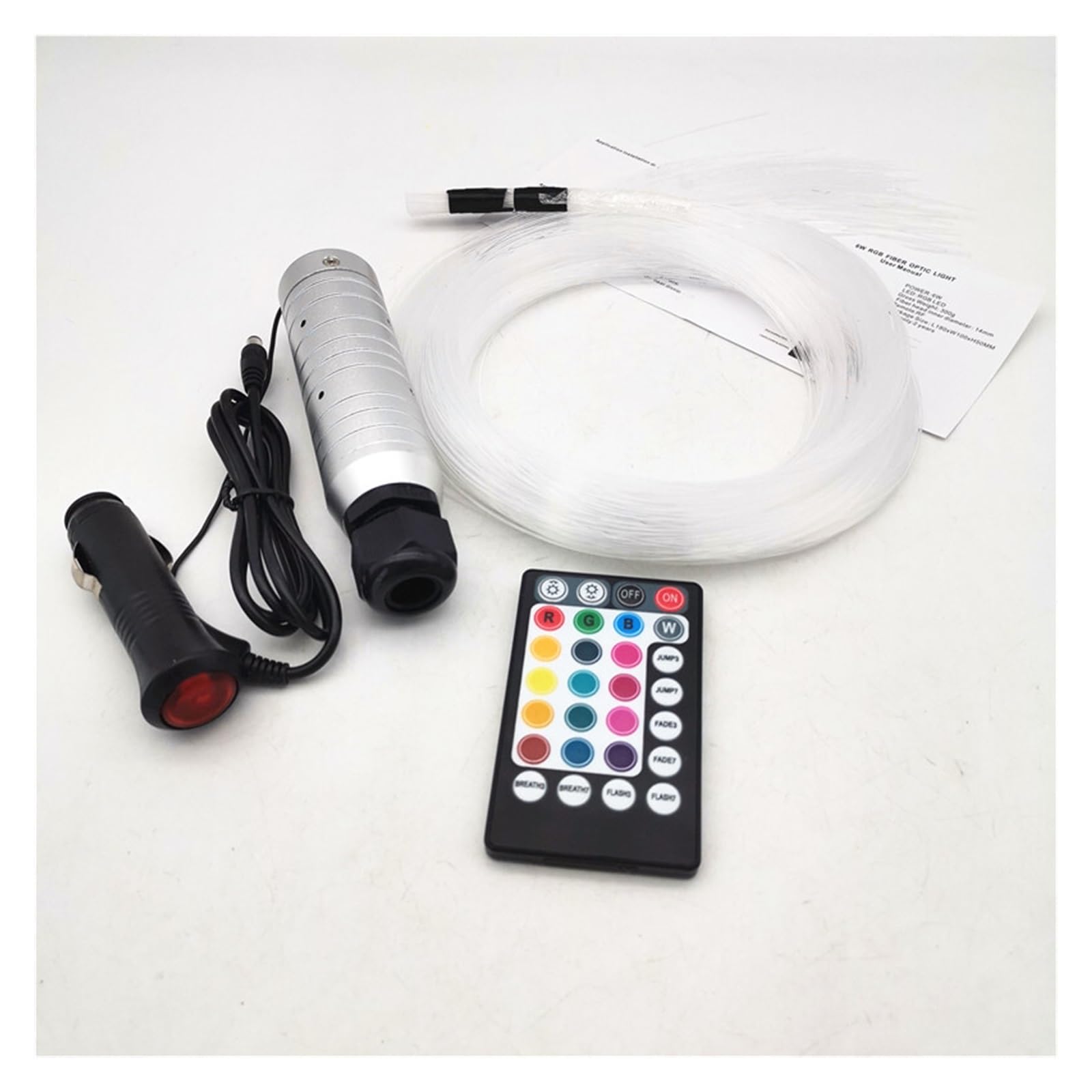 Kit de luz techo estrella fibra óptica DC12V 6W RGB, 100 Uds. * 2m 0,75mm motor dispositivo coche + 28 teclas,Durable