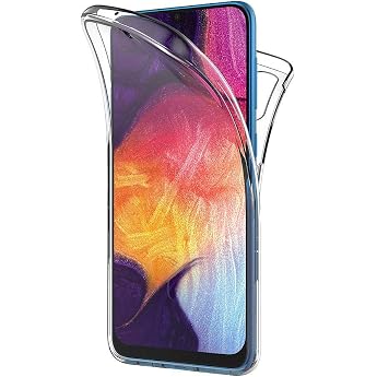 AICEK Compatible Samsung Galaxy A50 Case 360  Full Body Transparent Silicone Protective Case for Samsung A50 Case Transparent TPU Bumper Galaxy A50 Mobile Phone Case 6.4 Inches