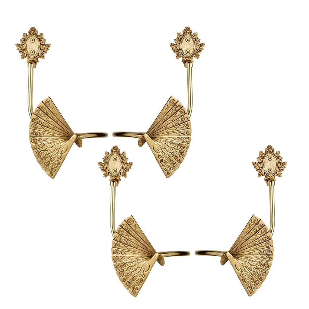 Embrasses de Rideaux décoratives en Forme d'éventail, Crochets muraux en Laiton pour Rideaux (Lot de 4), Lot de 4,Set of 4