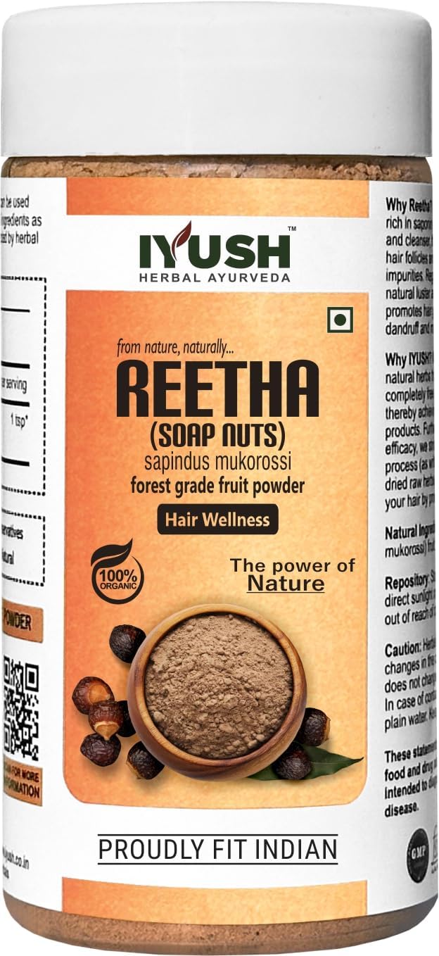 Herbal Ayurveda Reetha Powder for Hair Growth โ 250gm | Reetha Powder for Hair Wash | Soapnut Powder for Hair | Soap Nuts Powder for Hair Wash | Hair Volume Powder | Herbal Hair Wash Powder |