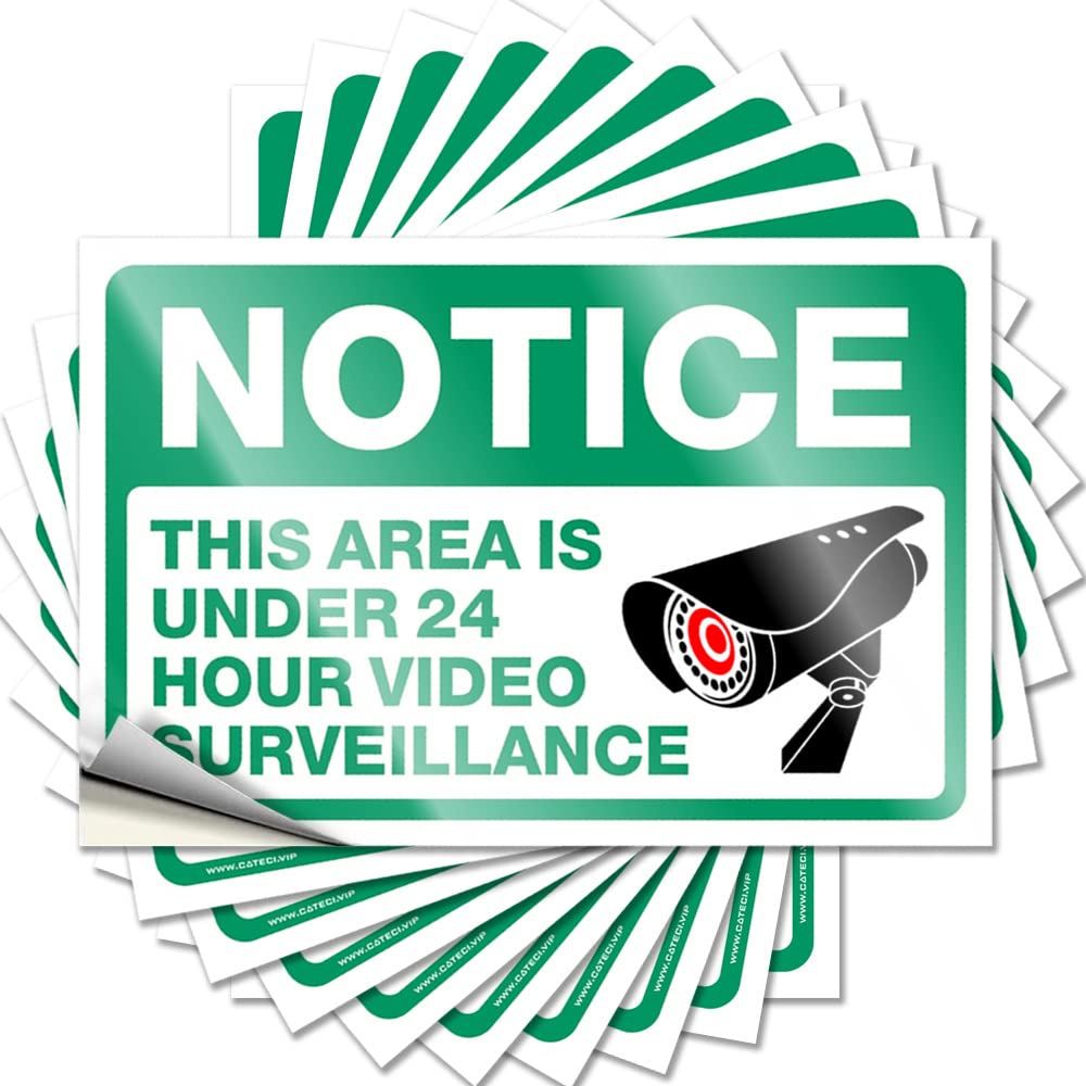 Car Stickers and Decals Notice - This Area is Under 24 Hour Video Surveillance Funny Sticker 10 Pcs Windshield Stickers for Cars Car Stickers Funny(8X12CM)