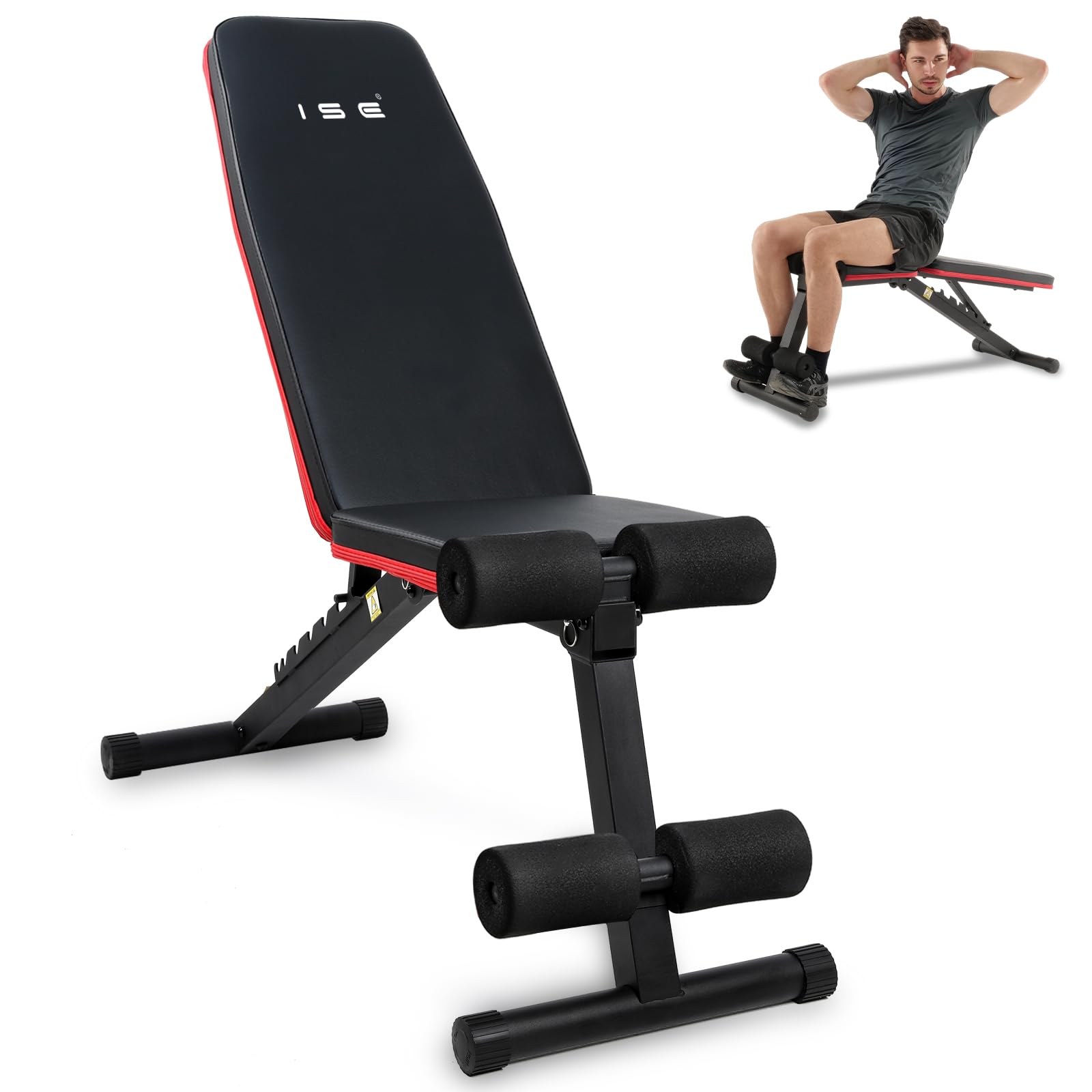 ISE Panca Multifunzione Palestra Casa, Panca Regolabile Panca Pesi Pieghevole Inclinata Fitness per Addominali Allenamento a Casa