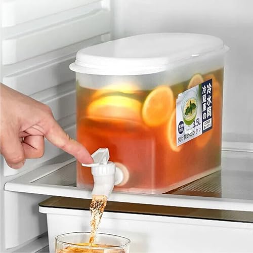 Miniatura 4 de Dispensador de bebidas blanco de 3.5 litros con espita, dispensador de bebidas para refrigerador, dispensador de bebidas resistente a altas