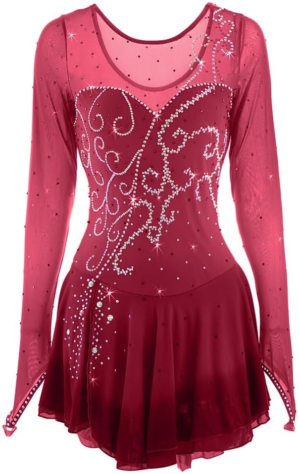 Figure Skating Dress Women's Girls' Ice Skating Dress Halo Dyeing Spandex High Elasticity Competition Skating