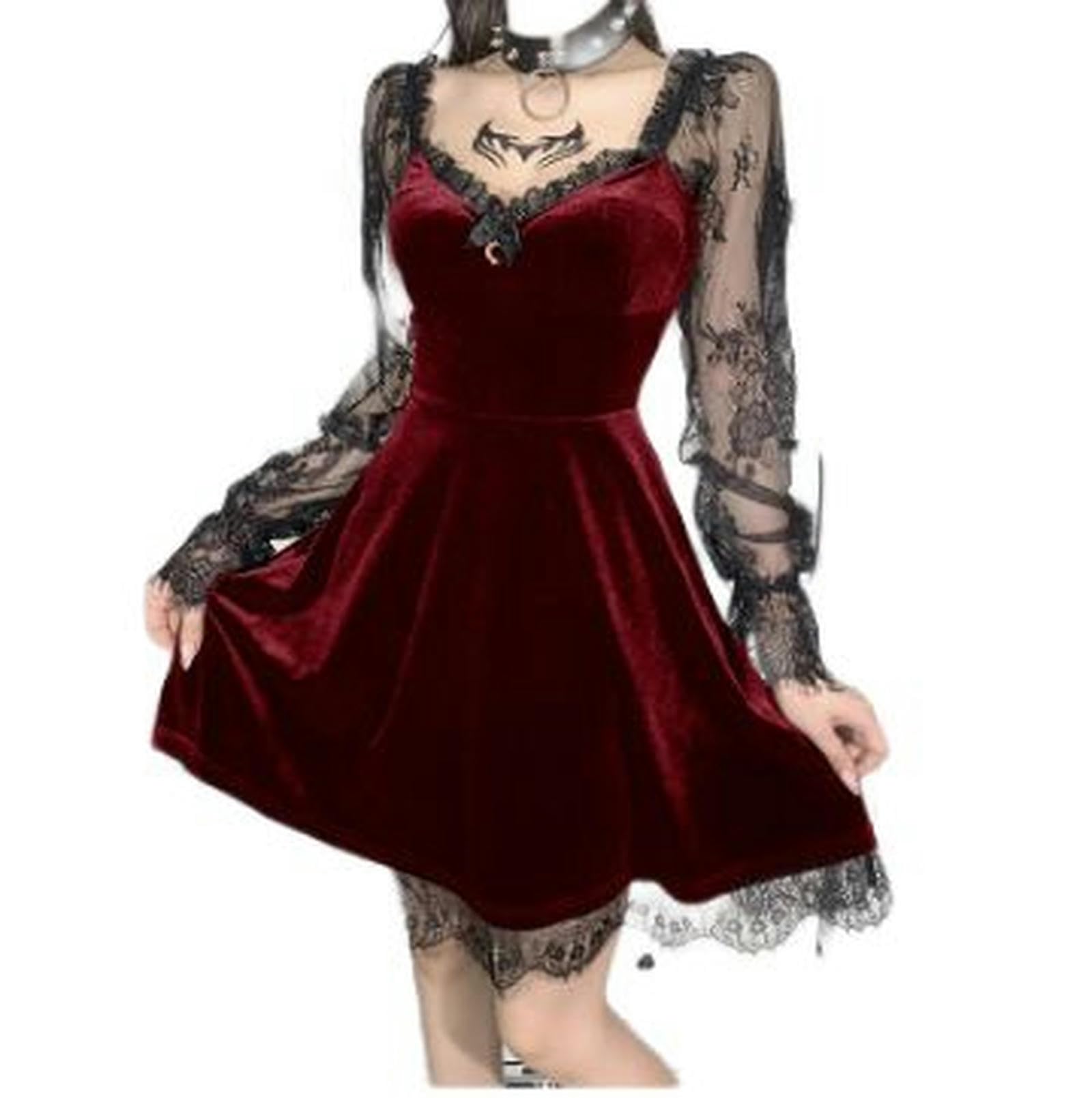 Robe longue en dentelle de haute qualité bordeaux avec manches trompette élégantes