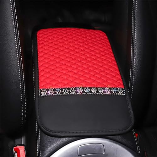 Miniatura 6 de Funda de cuero brillante para consola central de automóvil, protector de consola central de automóvil con diamantes de imitación de cristal