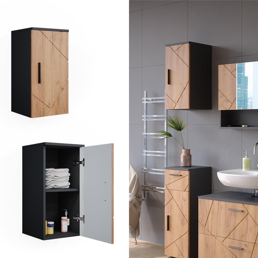 Vicco Armario de baño Irma, Oro Power Roble/Antracita, 30 x 59 cm, Apto para Montaje en Pared y combinable con Otros Muebles Irma