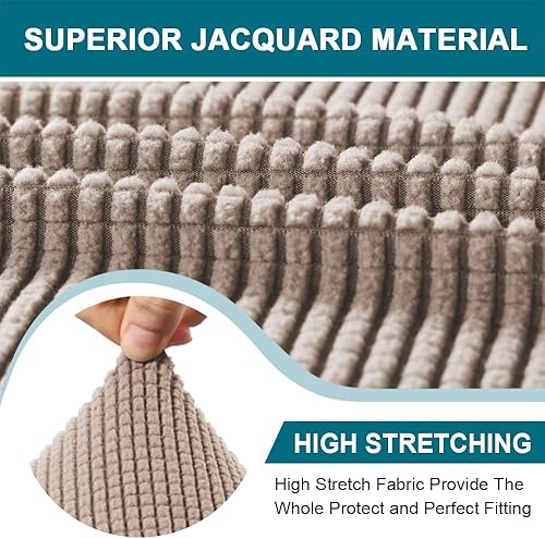 Miniatura 4 de Turquoize Fundas de sofá de 4 piezas para sofá de 2 cojines individuales en forma de T, paquete de 3 fundas de sofá, color arena