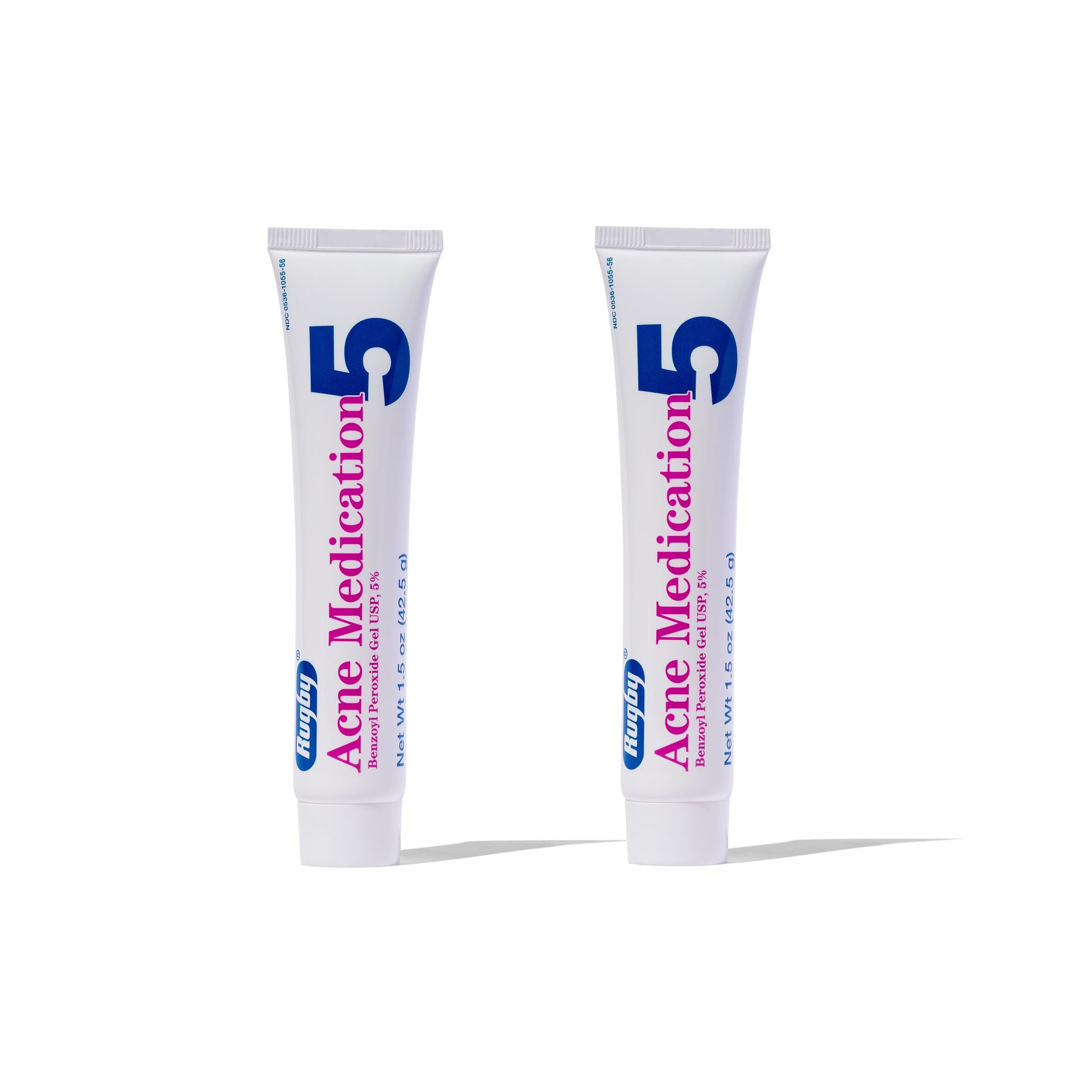 Rugby Acne Medication - Benzoyl Peroxide Gel USP 5% - Vanishing Formula - Greaseless - Helps to Clear Up Acne Pimples - 1.5 Oz. (2 Pack)