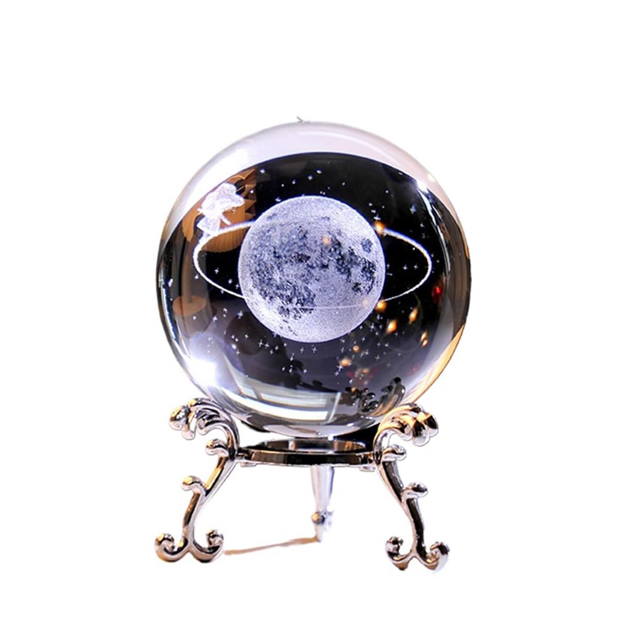 TYCMUNNU Crystal Ball Figurines 3D Laser Engraved starry sky Glass Sphere Desktop Sculpture Decor for Home Office