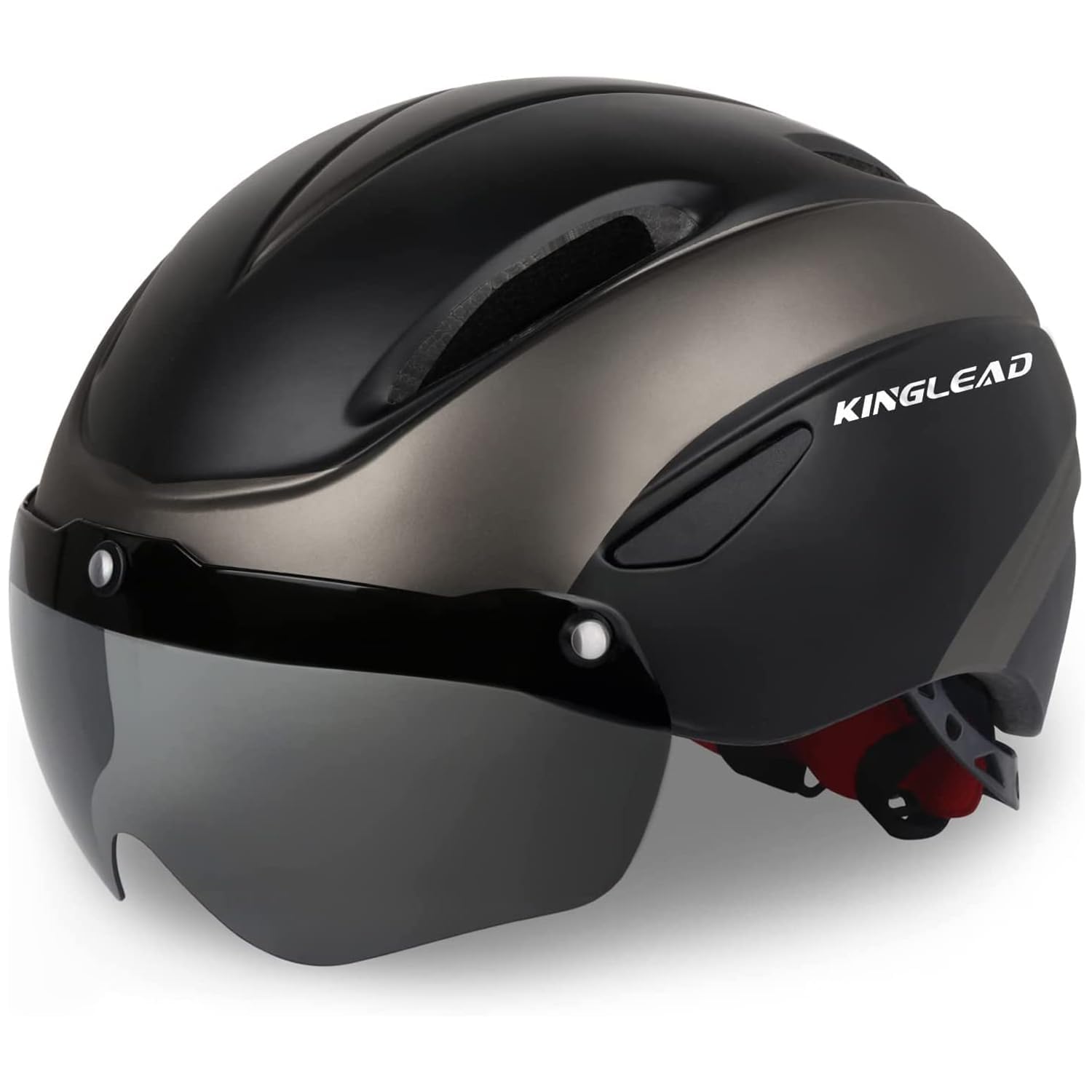 KINGLEAD Męski kask rowerowy, damski kask rowerowy z odpinanymi goglami magnetycznymi, regulowany, oddychający kask rowerowy dla dorosłych