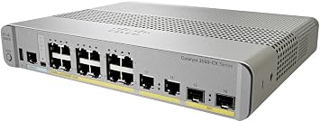 Cisco Catalyst 3560CX-12PC-S Network Switch, 12 Gigabit Ethernet GbE Ports, 8 PoE+ Outputs, 240W PoE Budget, 2 1G SFP and 2 1G Copper Uplinks, Enhanced Limited WS-C3560CX-12PC-S, Gray