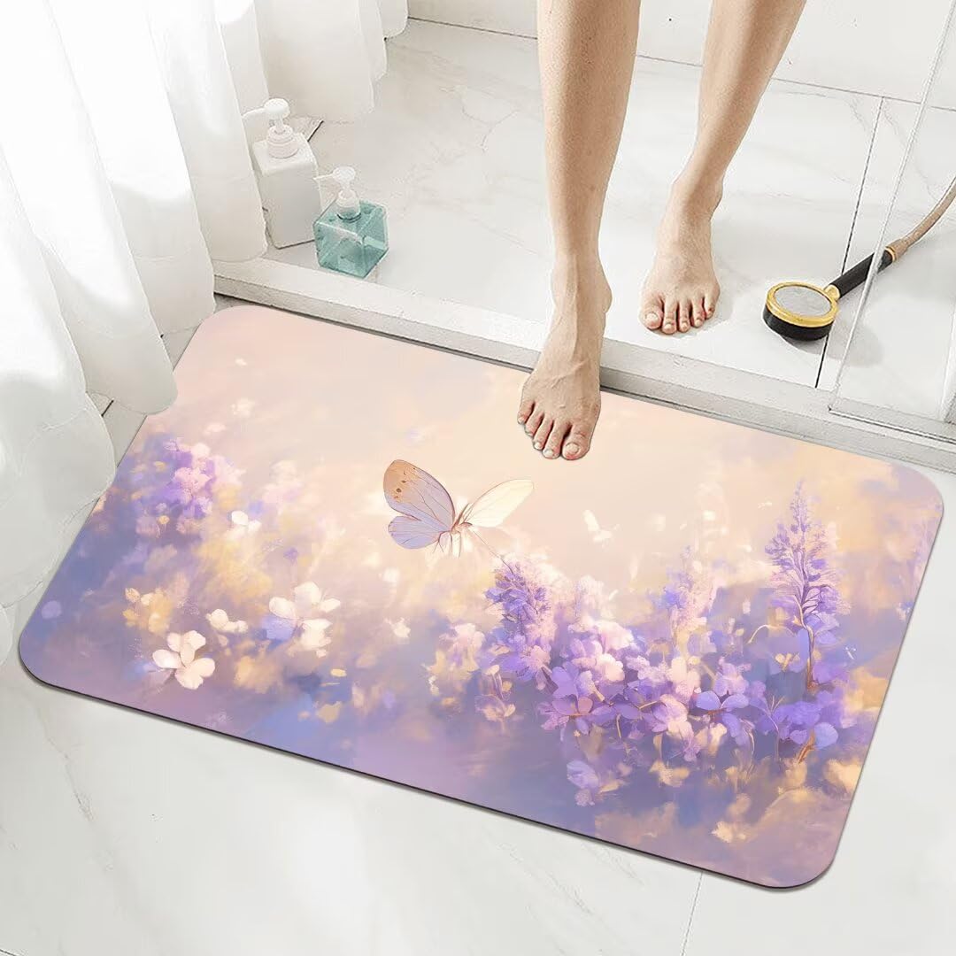 Tapis de douche facile à nettoyer Flowers pour éviter les glissades sur sol humide