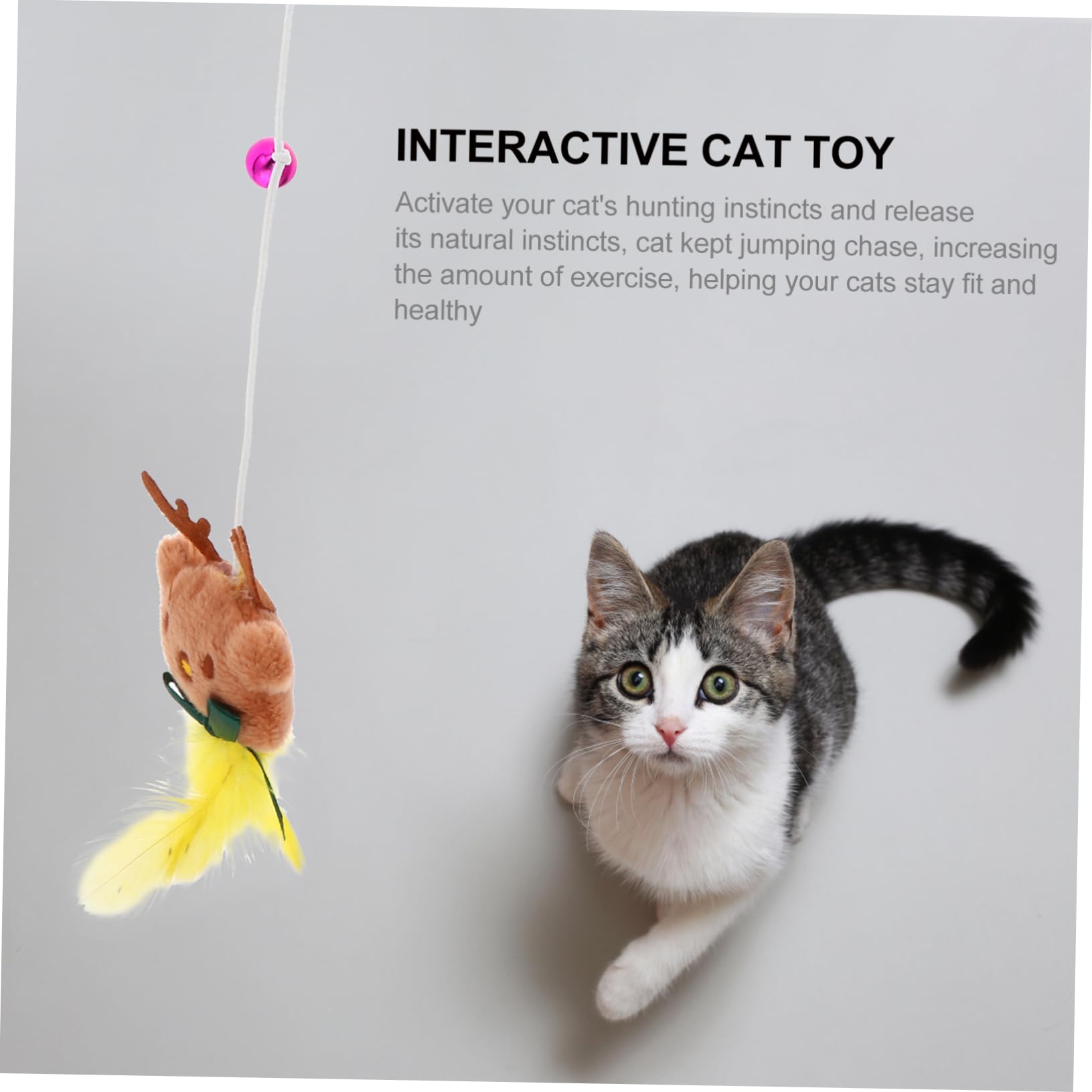 Toddmomy 15pièces Jouets Interactifs pour Chats Bâtons à Plumer avec Clochettes De Noël Stimulez Instinct De Chasse De Votre Chat