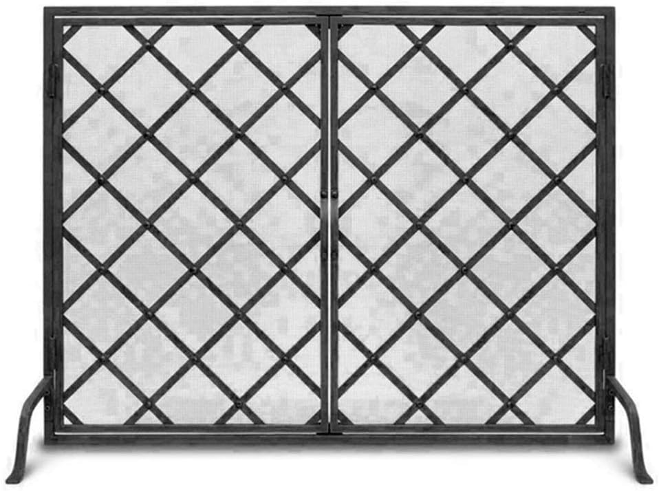 Fireplace Screen Guard, Extra Big Fireplace Screen with Door, Easy to Add or Remove Wood Burning Fire Spark Guard, W 38.6 Inch X H 30.7 Inch Fireside Proof Fence (Color : Black)