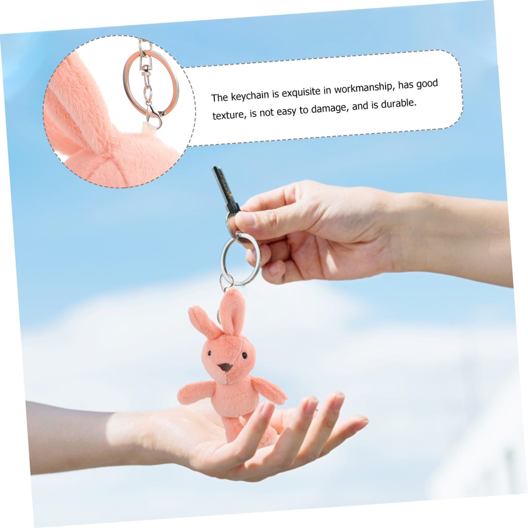 BESTYASH 2pcs Adorable Plush Rabbit Keychain Cartoon Decorative Keyrings for Bags Vivid and Durable Plush Pendants Adults