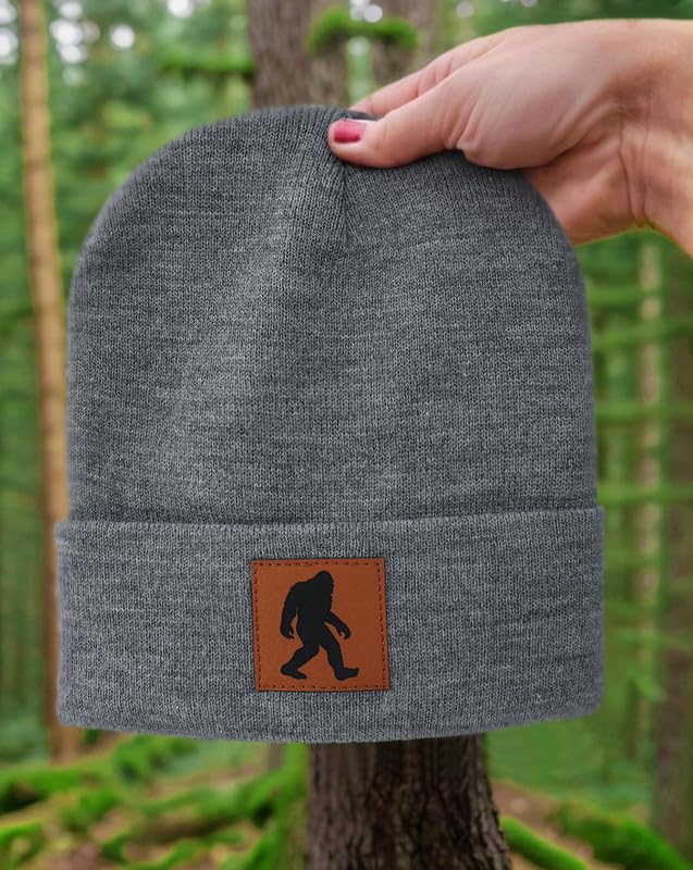 Image of Bigfoot Beanie for Men - Sasquatch Hat Winter Knit Cuffed Beanie for Women - Bigfoot Gifts for Christmas & New Year