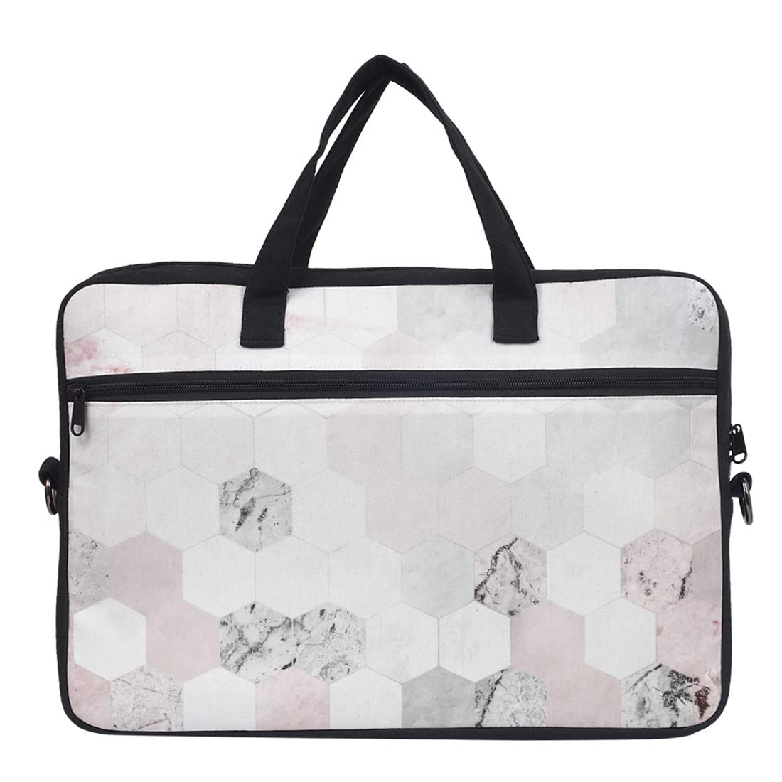 Crazyify White & Light Pink Multi Designed Printed Laptop Bag with Zip for Men & Women | Canvas Laptop Bags/Briefcase with Screen Size Up to 15.6 Inch (B09Z2NDW5N) Amazon Price History, Amazon Price Tracker