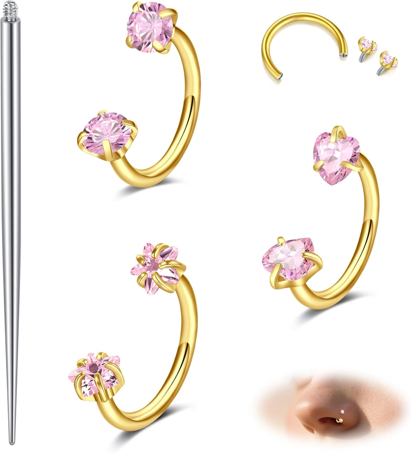 MODRSA Septum-piercing-sieraden neusring vrouwen tragus-piercing: 18G roestvrij staal septum ring helix neuspiercing voor zirkoon, Roestvrij staal MODRSA Septum-piercing-sieraden neusring vrouwen tragus-piercing: 18G roestvrij staal septum ring helix neuspiercing voor zirkoon, Roestvrij staal