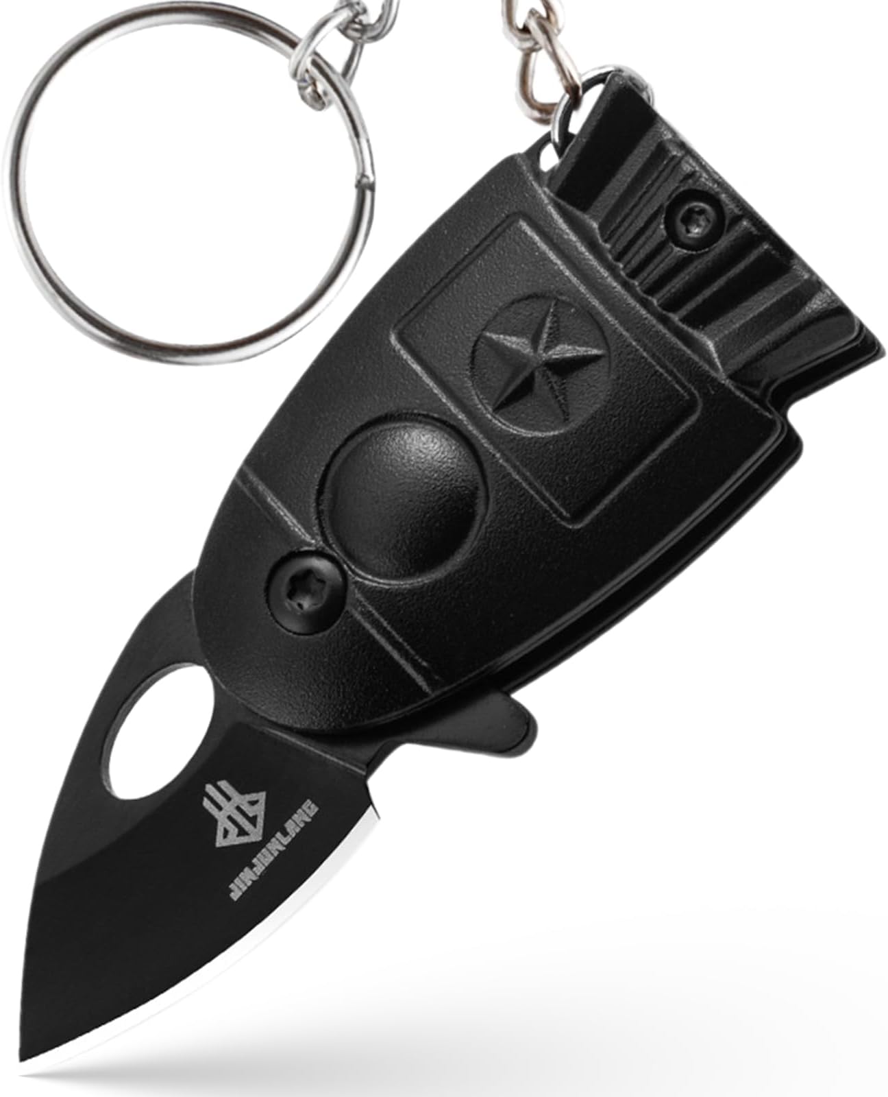 Mini Pocket Knife Rocket Shaped Folding Knife - High Carbon Stainless Steel Sharp Blade,Utility Knife Decor Gift for Men & Women (Black)