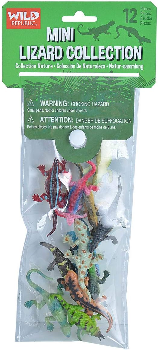 Wild Republic Mini Lizard Polybag, Kids Gifts, Educational Toys, Reusable Bag, 12Piece, Medium