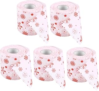 Amosfun 5Pcs Rolo De Papel Higiênico De Natal Tecido De Banheiro De Natal Tecido De Mesa De Banheiro De Natal Rolo De Papel Higiênico Rolo De Papel Higiênico Guardanapo