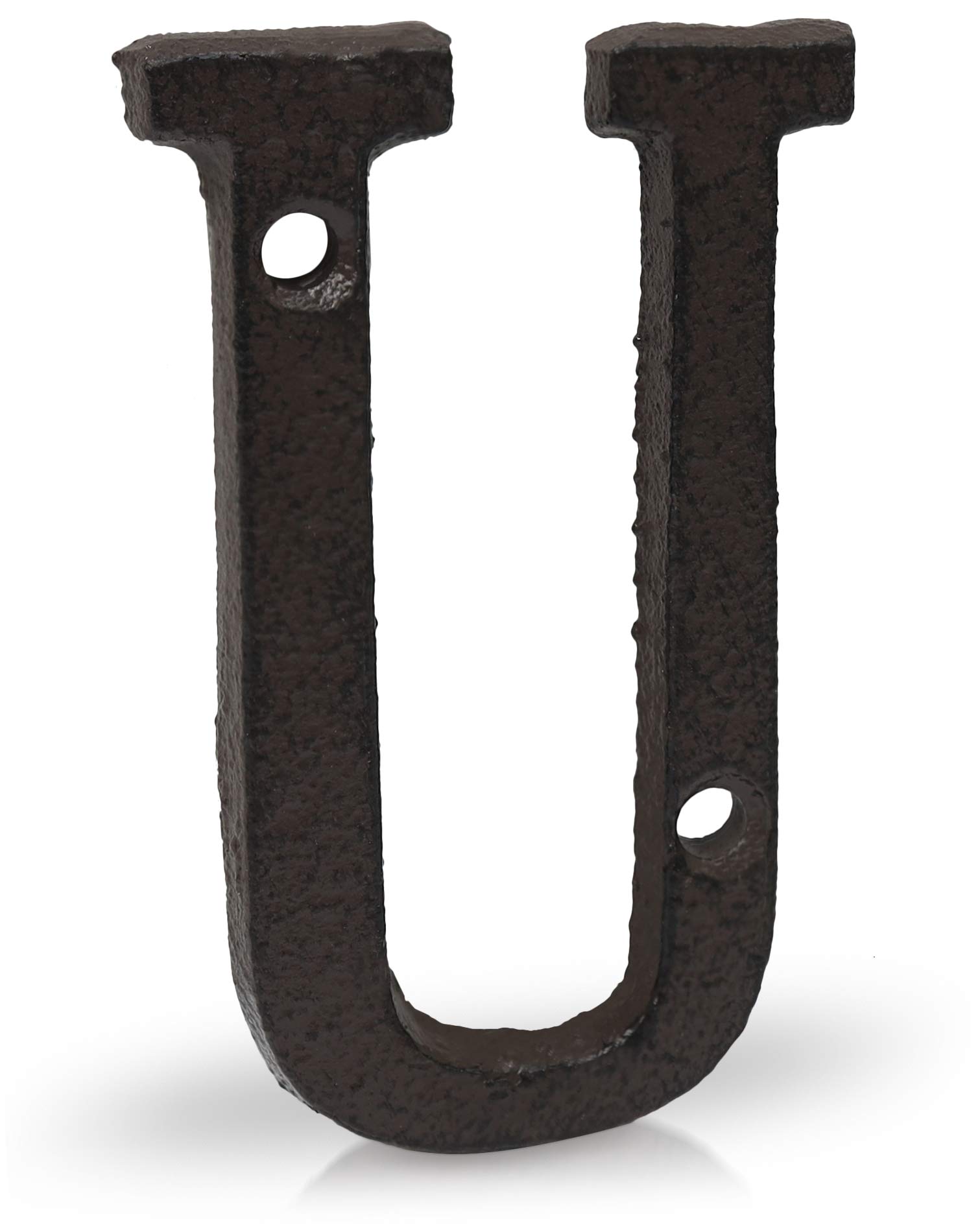 Basic Fundamentals 3-Inch Cast Iron Letters for Wall and Mailbox - Letter U - Industrial Design Mailbox Letters for Address Sign and House Decor -