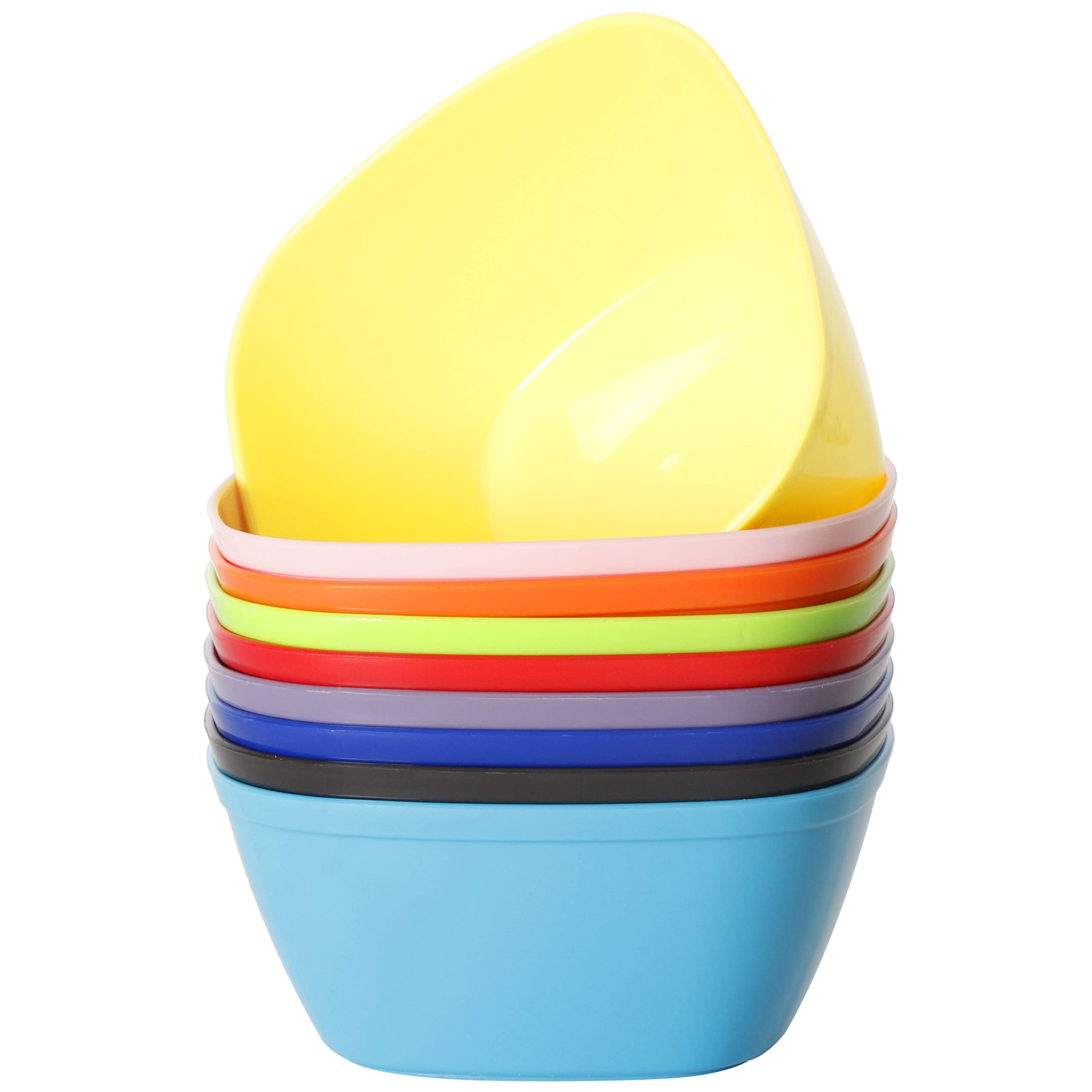 Youngever 9 Pack 350ML Plastic Bowls, Re-usable Snack Bowls, Kids Plastic Bowls, Set of 9 (9 Rainbow Colors)