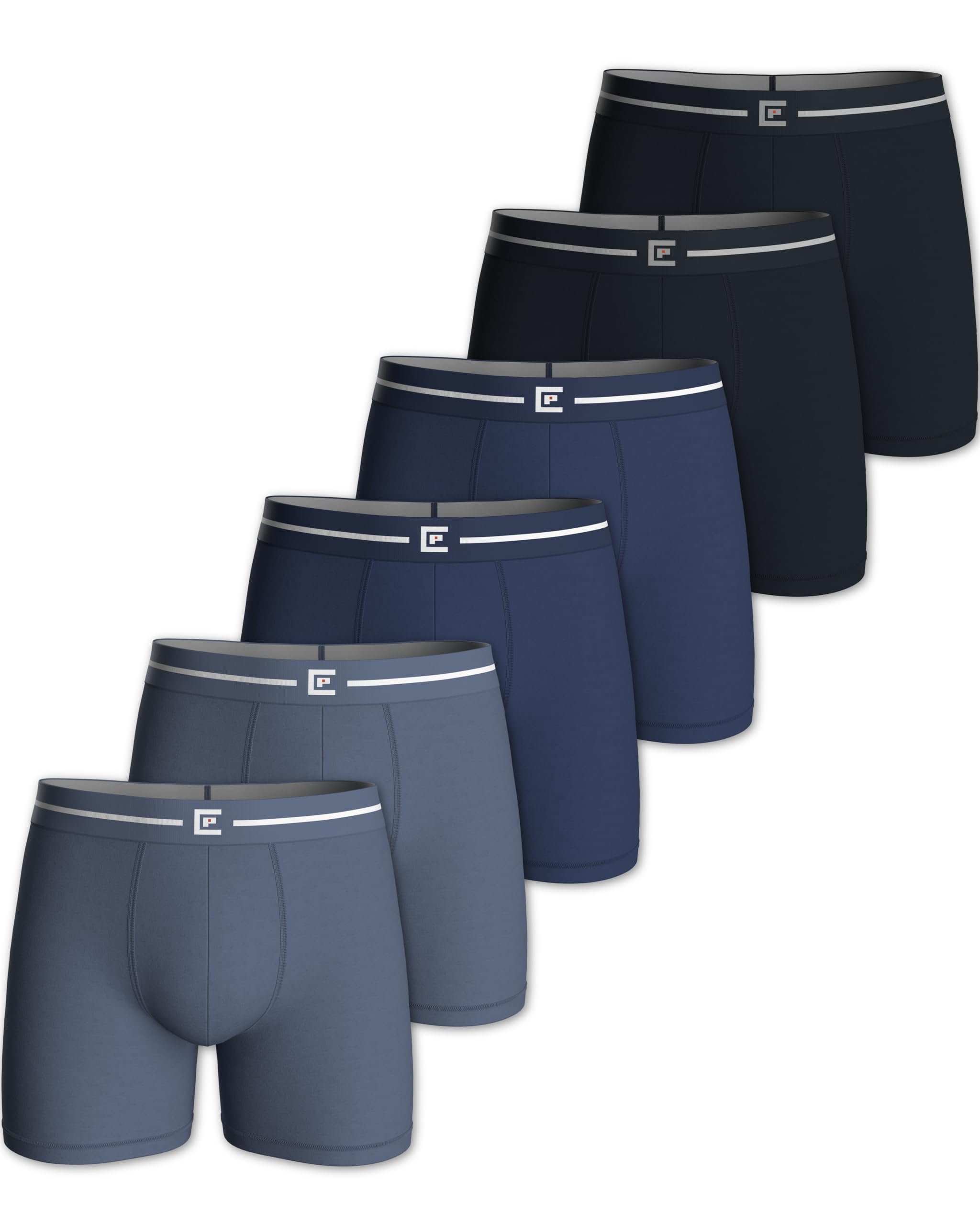 Pierre Calvini Men's Blue (6-Pack) Bamboo Boxers Anti-Chafing Underwear 6 Pk Blue Medium