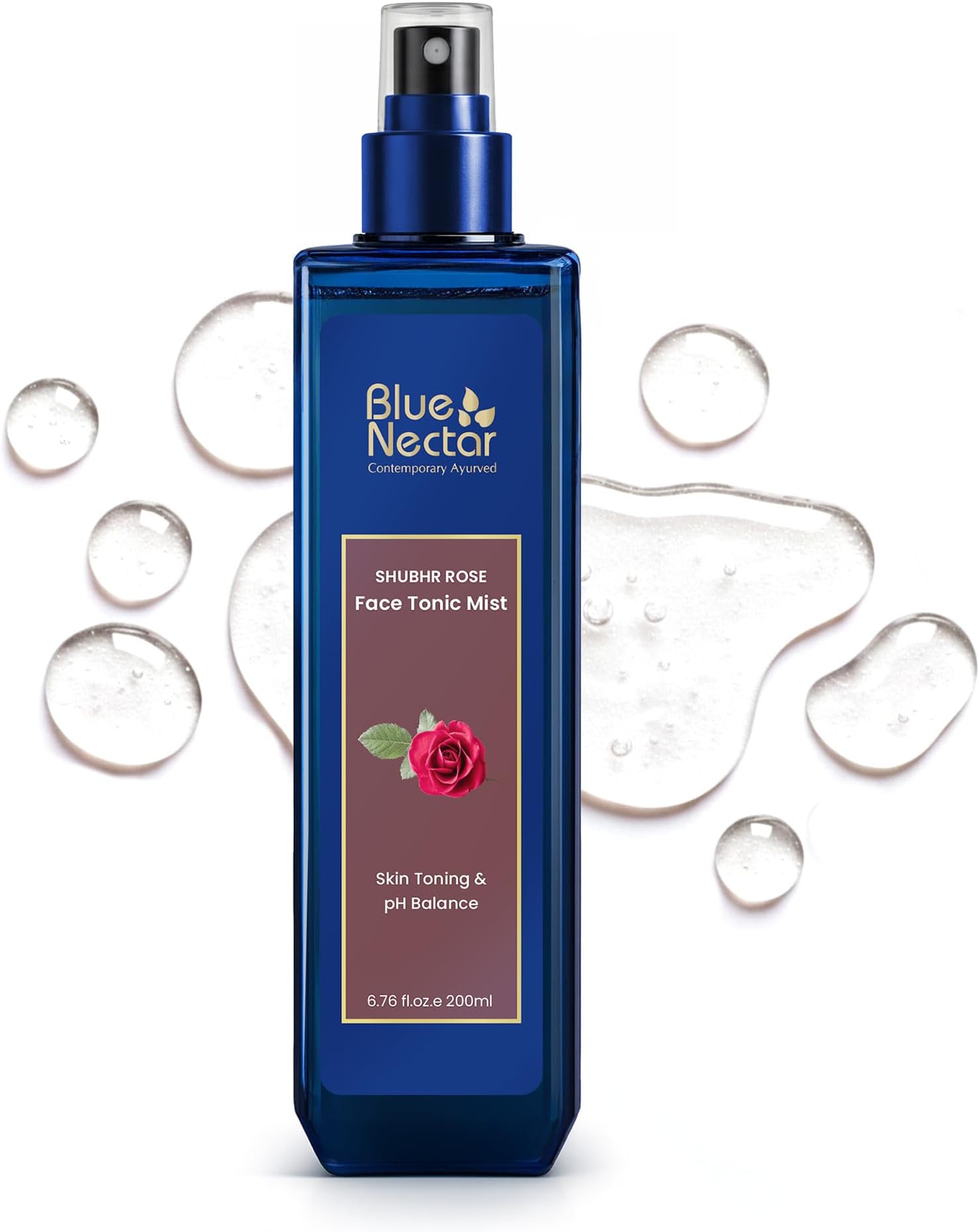 Blue Nectar Rose Water Spray for Face| Pure Rose Face Toner for Glowing Skin | Alcohol Free Face Mist and Toner for Oily Skin, Dry Skin and Normal Skin, Steam Distilled (200 ml)