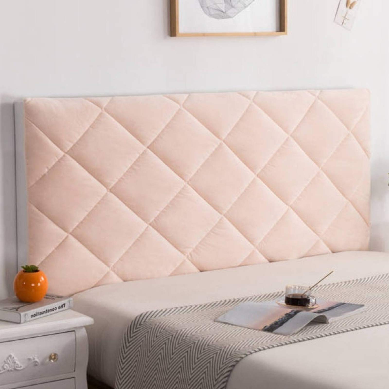 SetSailW Bed Headboard Cover Stretch Protector Bed Headboards Slipcover White Velvet Bedroom Decoration Dustproof Headboards Covers Single Double King Super King,Pink-210cm