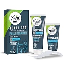Veet Men Kit Depilazione Intima per Pelli Sensibili, Crema Depilatoria Uomo Parti Intime, Dermatologicamente Testata, Efficace Dopo 5 minuti, Crema Depilatoria 100 ml e Balsamo Post Depilazione 50 ml