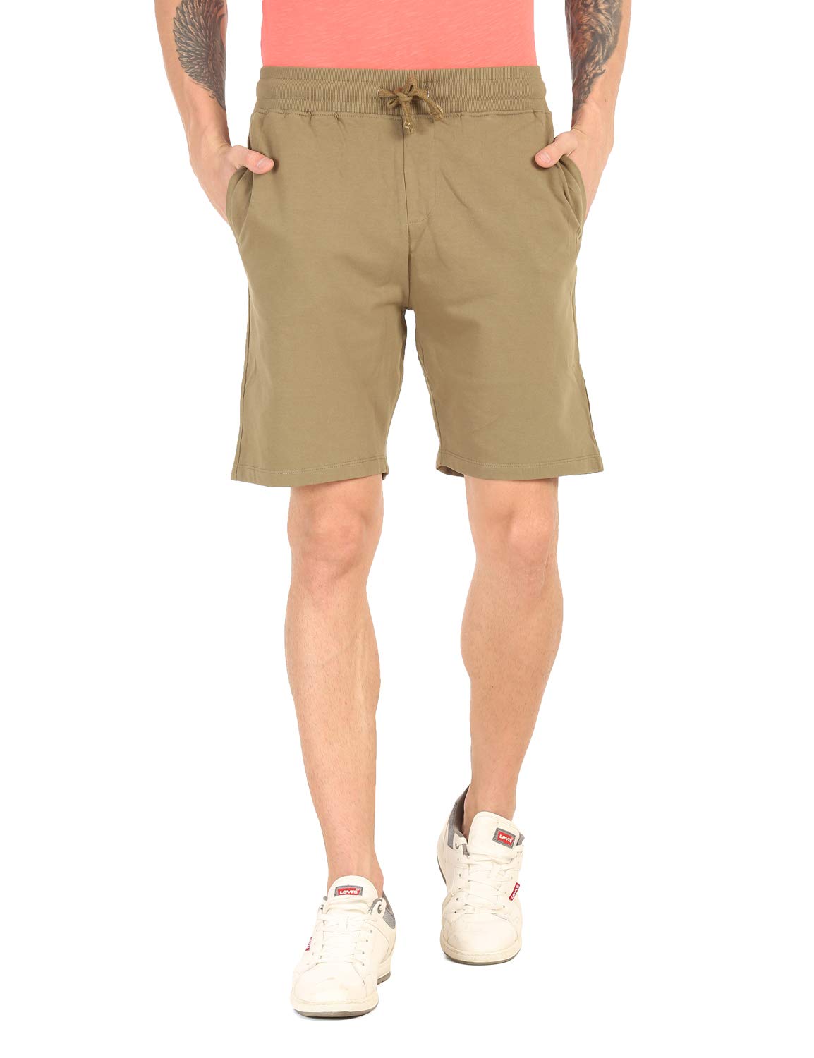 no regrets Regular Fit Cotton Everyday Comfort Shorts French Terry with Pocket for Men, (Moss Green)-picture-55