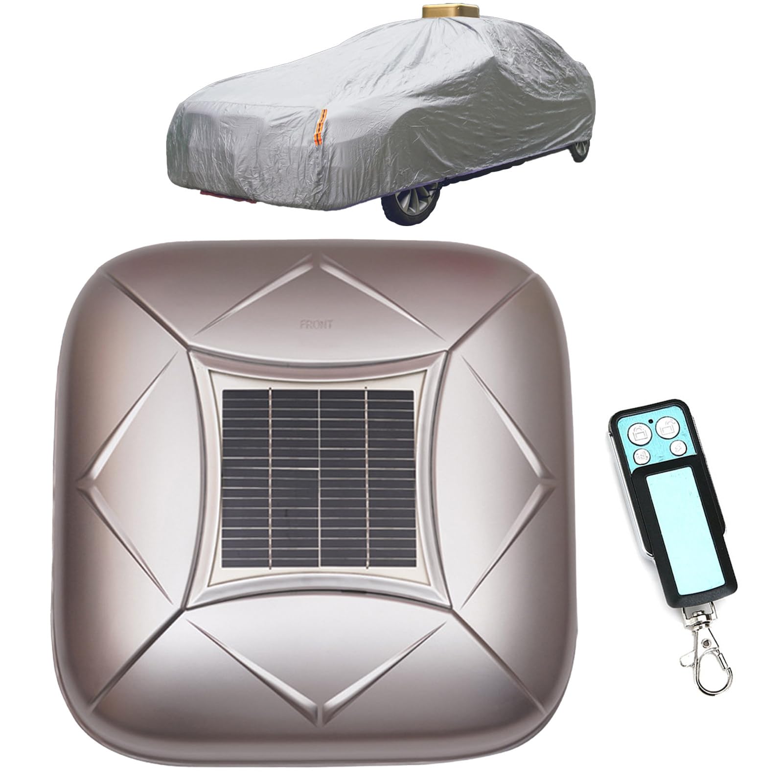 Wangyingxu Solar Automatic Car Cover with Remote Control, Quick 10s Open, All-Weather Waterproof & Sunproof, Anti-Theft Alarm, Full Coverage for Sedan SUV MPV Silver-YXXL