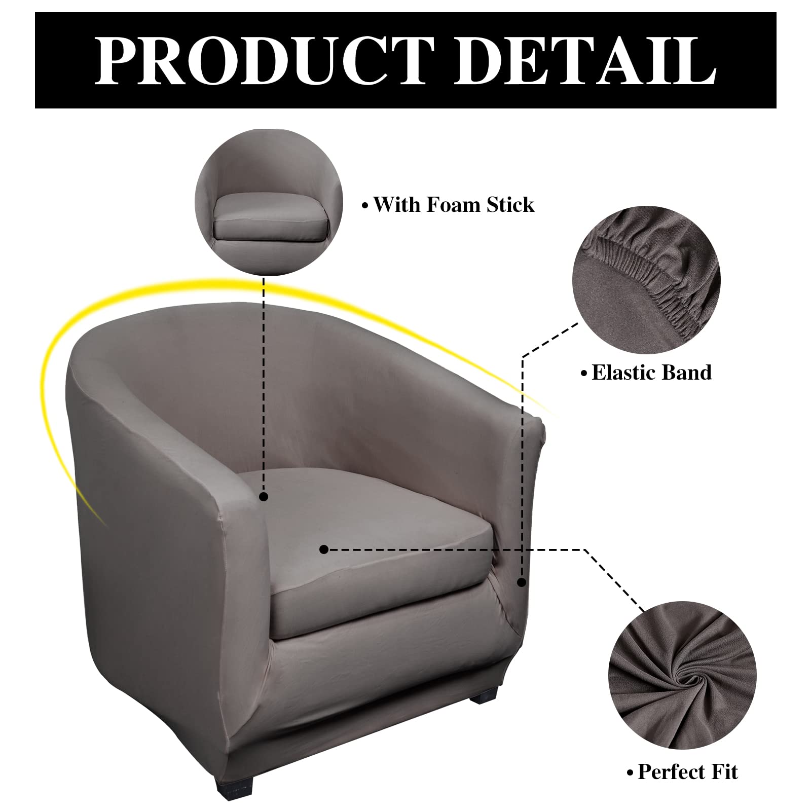 Jaotto Copripoltrona 1 Posto Elasticizzato,Fodere Copripoltrona Universale con Cuscino Separato,Copripoltrona Chesterfield Lavabile Antiscivolo per Bancone Soggiorno Tullsta,Grigio