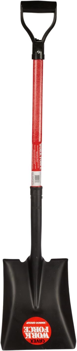 Emsco Group1236-1 Workforce Tools Point Sturdy 28” Fiberglass Handle-Heavy Duty 16 Gauge Steel Head-Lifetime Durable Square Shovel, Black/Red