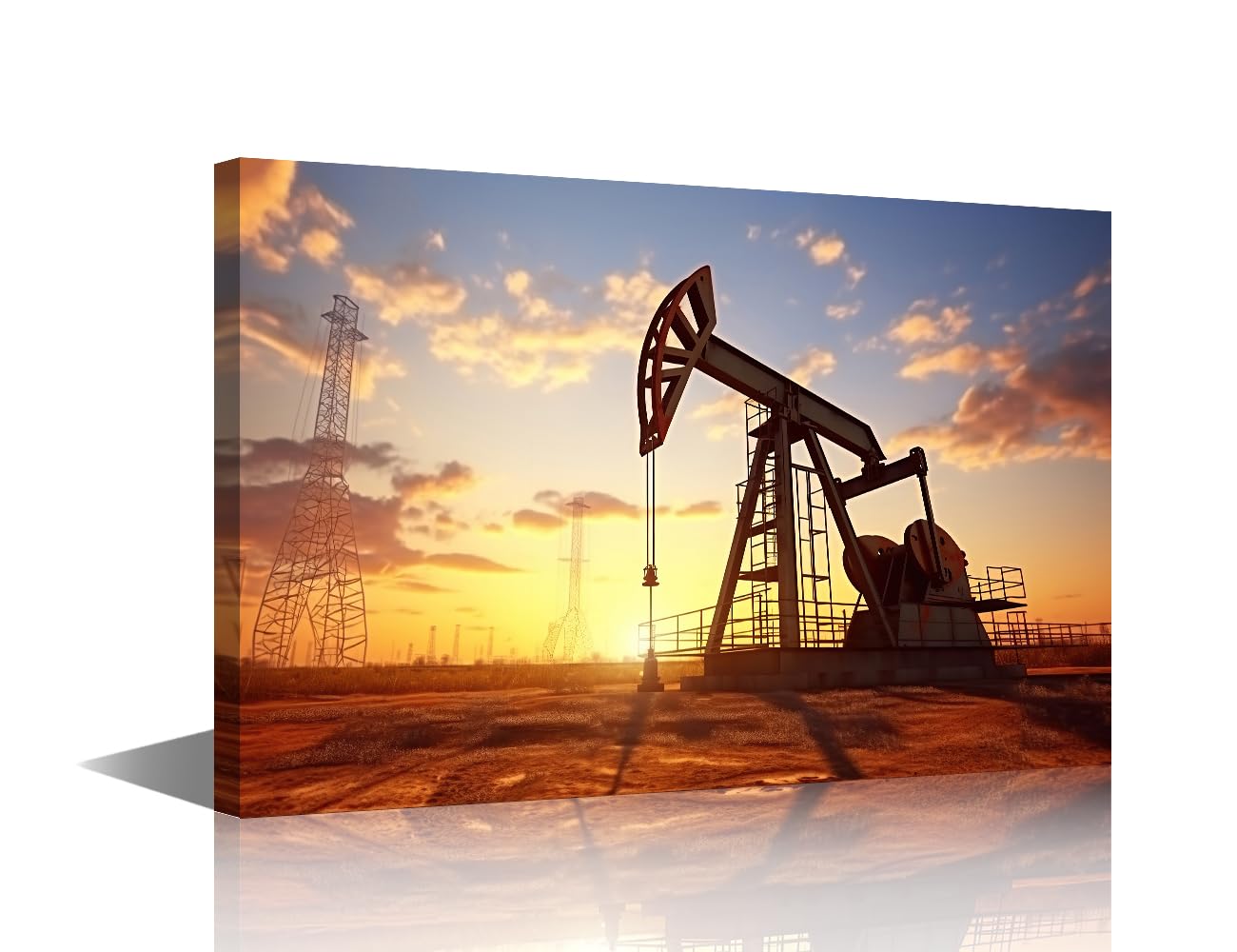 Canvas Wall Art 1 Panel Energy Industrial Machine for Petroleum Gas Production Pictures Print on Canvas for Home Office Wall Decorations Industrial Equipment Artwork Ready to Hang 18x12 in