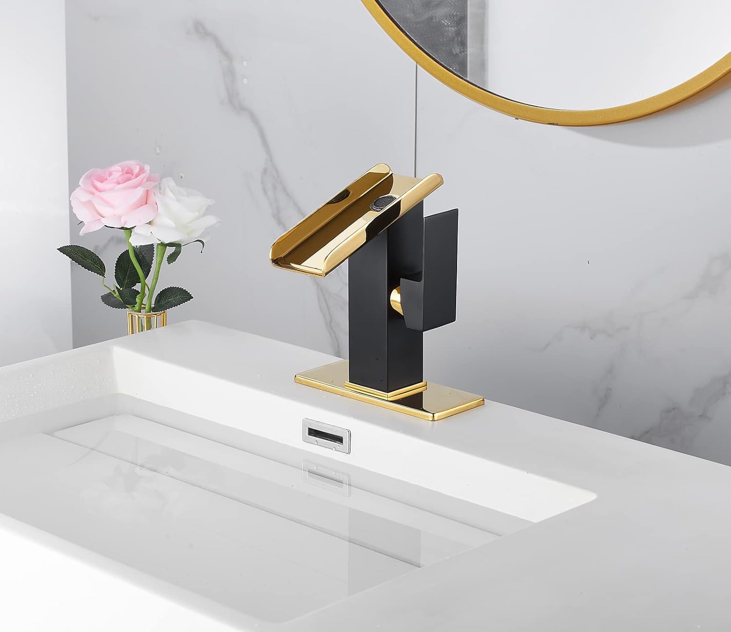 Kit De Lavabo De Vidrio De 70 Cm, Jaspeado, Grifo Y Válvula, Color