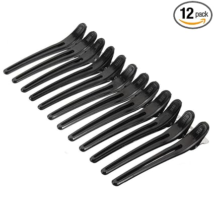 Stylazo 12pcs/set Section Clips Duck Mouth Salon Hairdressing Clip Hair Styling Accessories Hair Cutting Clips Black