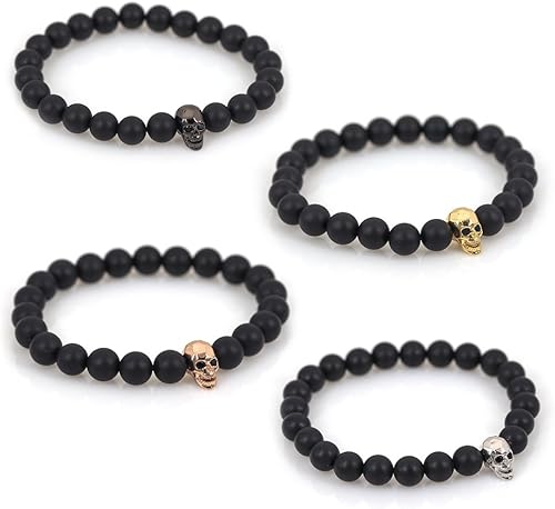 Miniatura 4 de Dijes de calavera para hombres, pulsera original para hacer joyas de 0.315 x 0.512in (10 unidades, plateado)