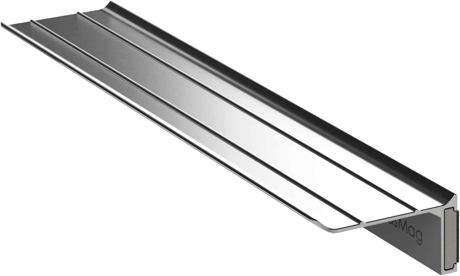 GlasMag 24" Platinum Magnetic Tray for Glass Whiteboards. Satin Anodized Aluminum Finish. Spacious Platform. Powerful Neodymium Magnets. Marker + Eraser Tray