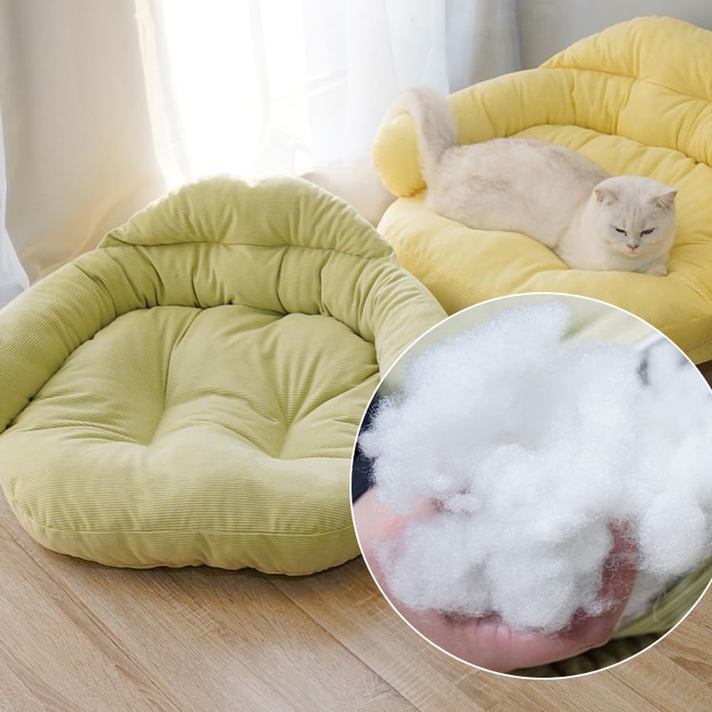 سومكايل سرير اريكة للقطط والحيوانات الاليفة في الاماكن المغلقة، سرير خشبي مرتفع للقطط والجراء والحيوانات الصغيرة (50 × 40 × 24 سم، اخضر فاتح)