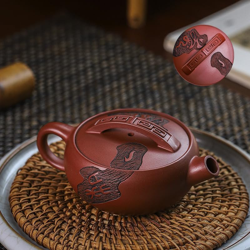 Tetera Zisha hecha a mano, tetera china de arcilla púrpura Yixing 4.05 onzas, infusor chino de Kungfu Brew té de hojas sueltas