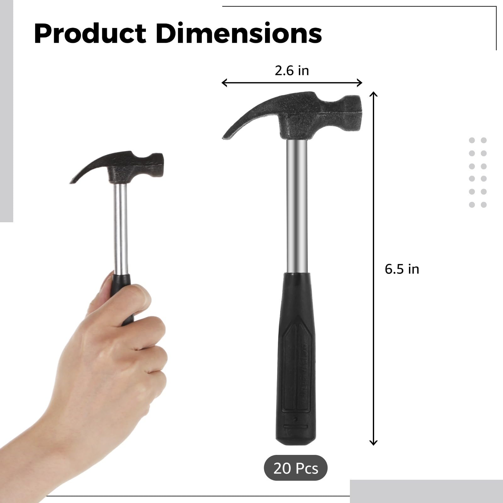 20 mini martillos de garra con asas de goma antideslizantes, pequeños martillos para los más pequeños, removedores de uñas de pared, mini martillos de trineo, martillos domésticos de plástico