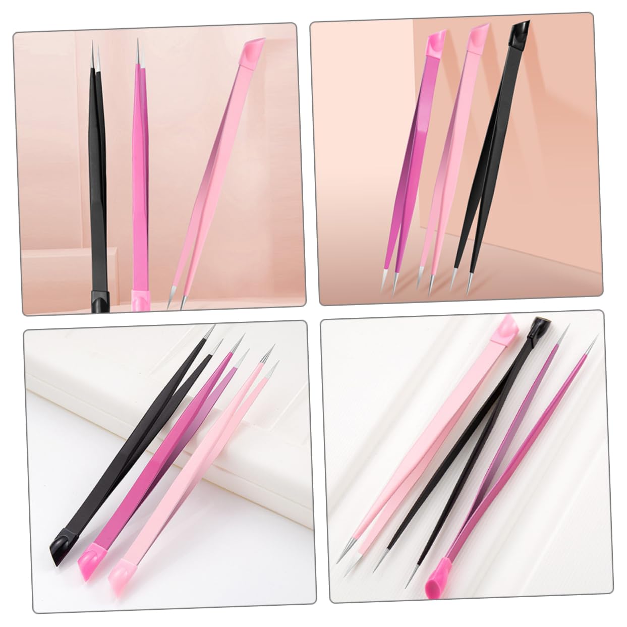 PACKOVE 4 Set Clip Multiuso Sopracciglio Donna Mestiere Unghia Pinzette Per Cinguetti Di Ciglia Pintelle Puntate A Punta Acciaio Inossidabile 3 Pezzi*4