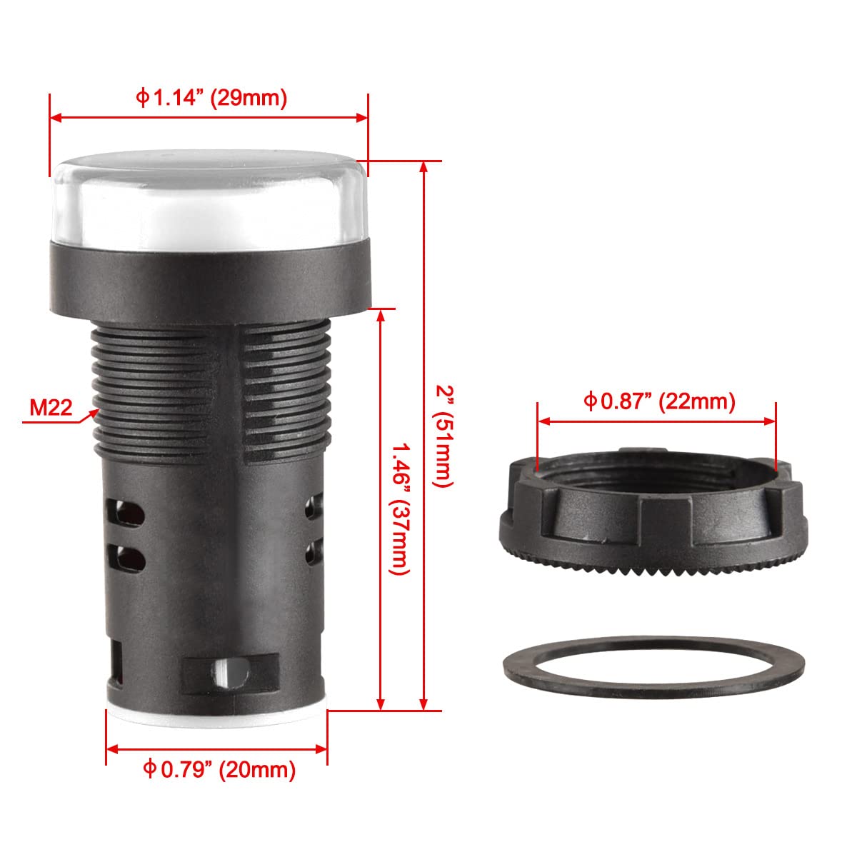 Indicatore LED Heschen 22 Mm | AD16-22D/S, 24VDC, Giallo | Spia Luminosa Per Quadri Elettrici | Confezione Da 5 Pezzi - Foto 6