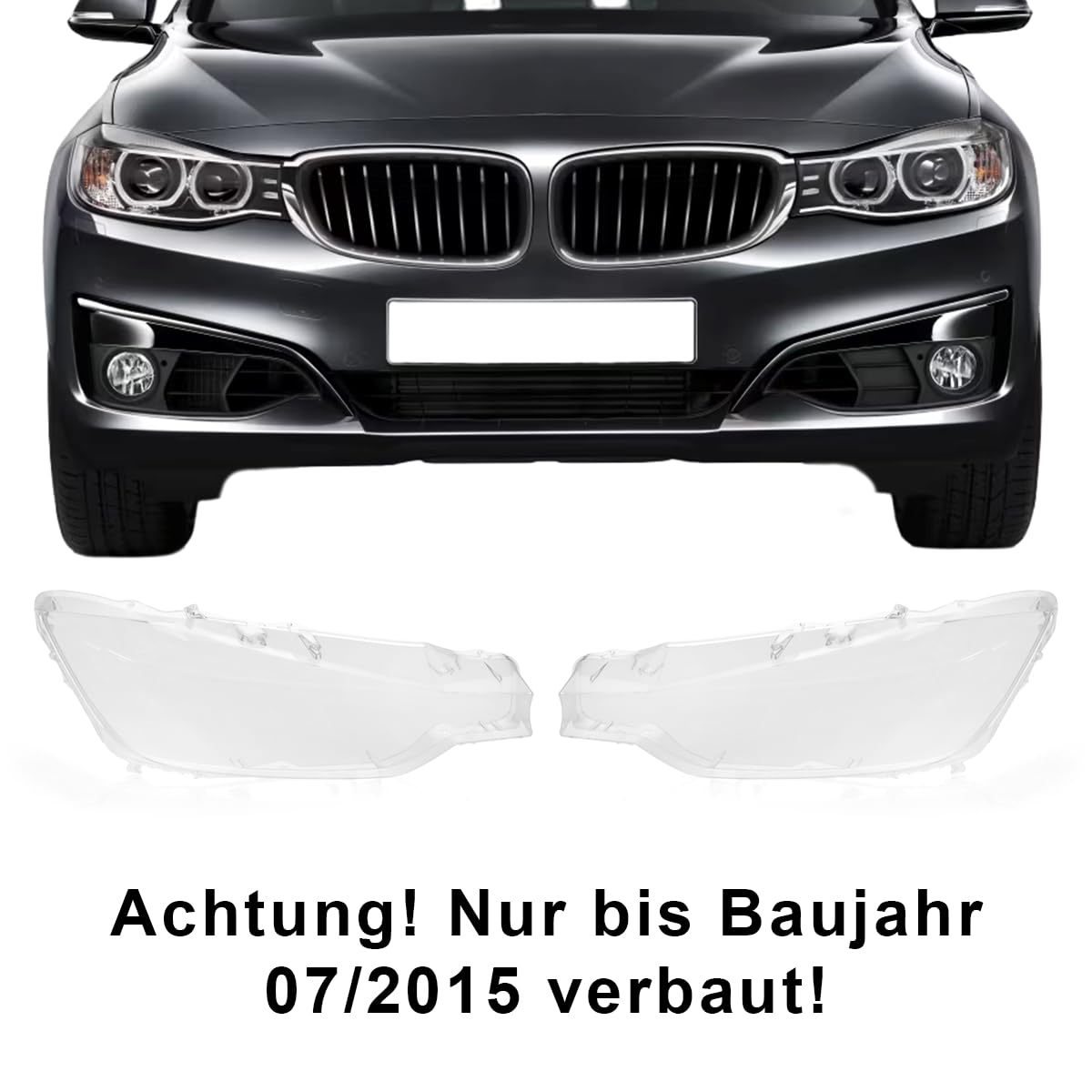 LST Scheinwerferglas (2er Set) Streuscheibe Hauptscheinwerfer Linsenscheibe Frontlicht Abdeckung Glas links rechts Kunststoffabdeckung transparent kompatibel mit BMW 3er F30 F31 Touring Limo 2011-2015