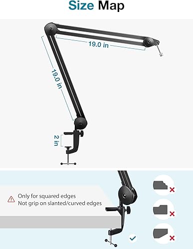 Miniatura 11 de InnoGear Soporte de brazo para micrófono, brazo de micrófono resistente, soporte de micrófono de suspensión con clip de micrófono y bridas